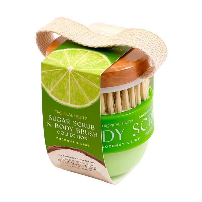 KIT SOMERSET ESFOLIANTE C/ESCOVA TROPICAL FRUIT COCONUT & LIME 150G