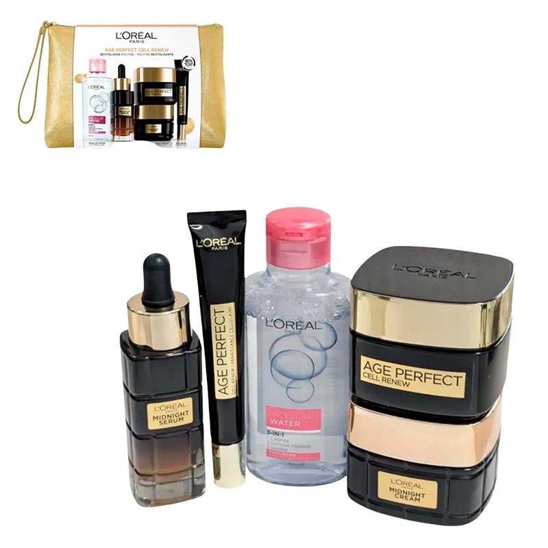 KIT DE PRESENTE LOREAL PARIS AGUA MICELLAR 95ML/ SERUM 30ML/ CREME DIA 50ML/ CREME NOITE 50ML/ CREME 15ML