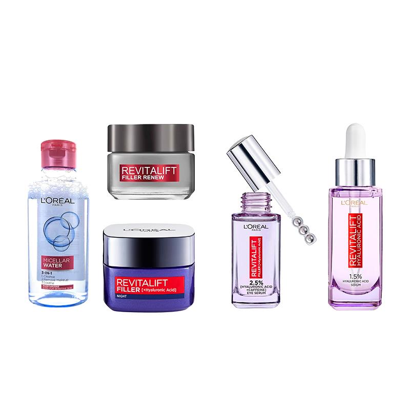 KIT LOREAL PARIS AGUA MICELLAR 95ML/ DAY&NIGHT CREME 50ML/ SERUM 20ML/ SERUM 30ML