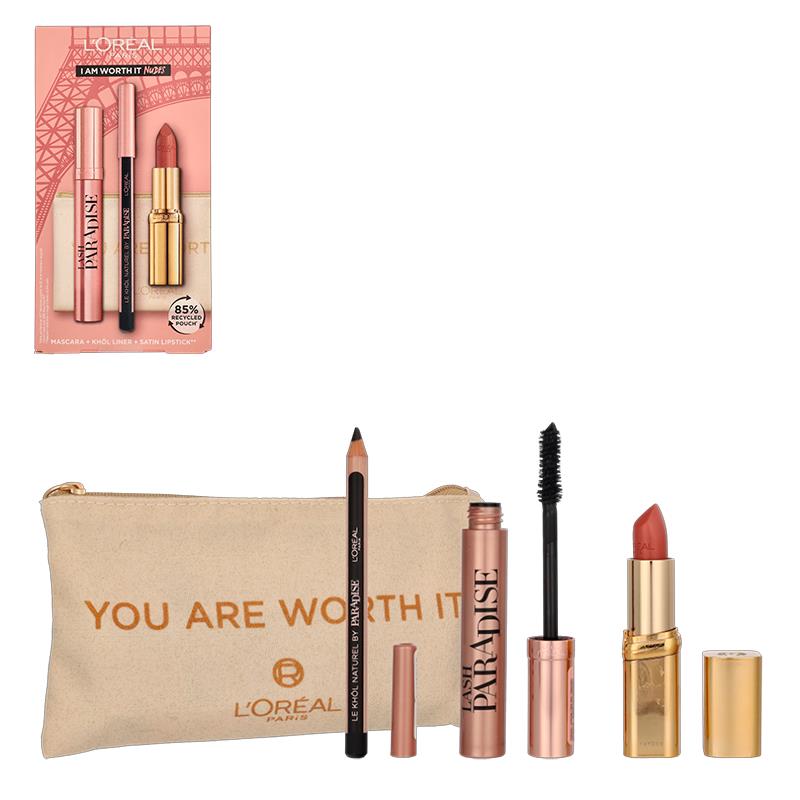 KIT DE MAQUIAGEM LOREAL PARIS I AM WORTH IT NUDE BATOM NUDE 235 6.4ML/ MASCARA DE CILIOS 4.8G/ DELINEADOR 1.2G