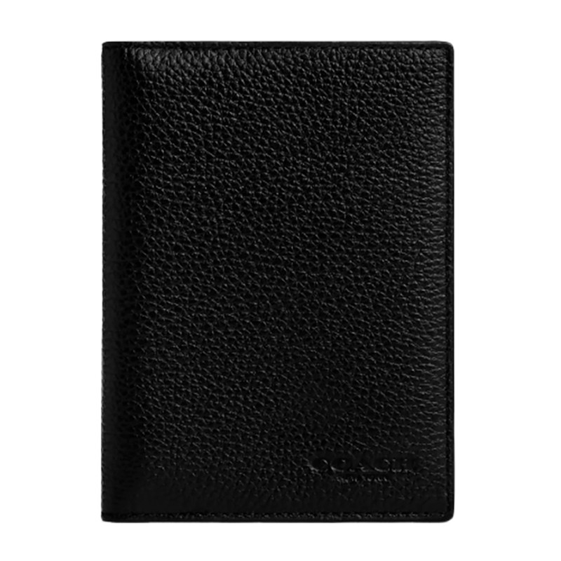 CARTEIRA PORTA PASSAPORTE UNISSEX COACH PEBBLED CALF BLACK