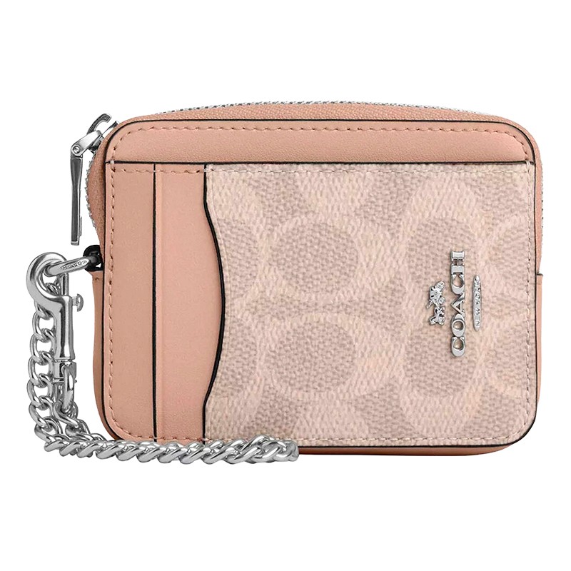 CARTEIRA MOEDEIRA UNISSEX COACH ZIP CARD SAND/TAUPE