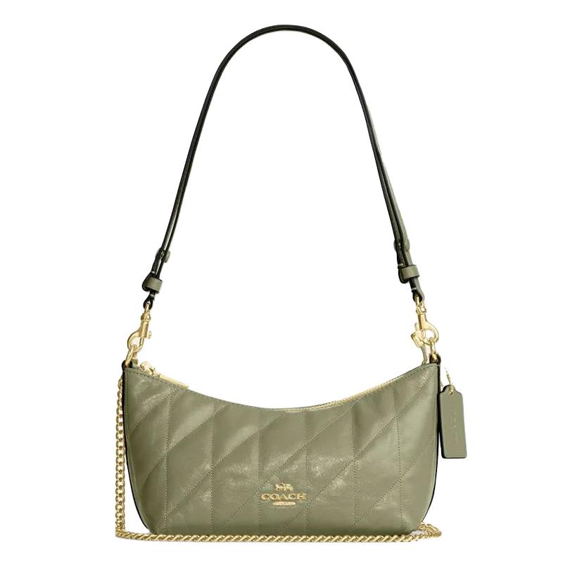 BOLSA FEMININA COACH DE MAO CDZ88 GLAZED QUILTED PISTACHIO