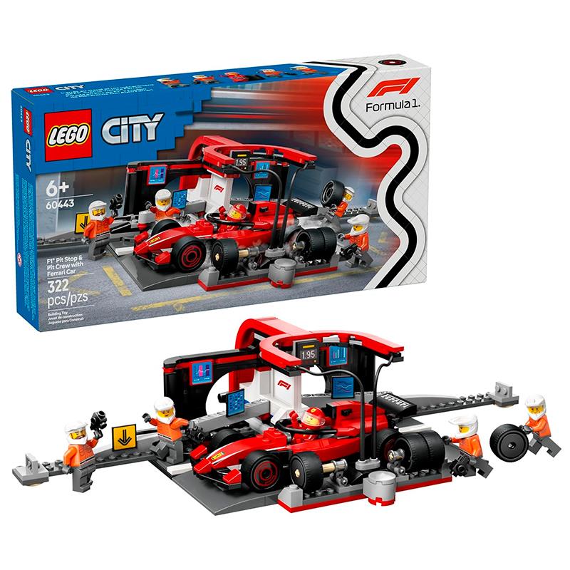 BRINQUEDO LEGO F1 PIT STOPPIT CREW WITH FERRARI CAR 60443 55PCS