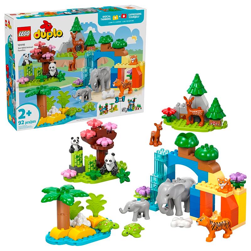 BRINQUEDO LEGO DUPLO 3 EM 1 FAMILIAS DE ANIMAIS SELVAGENS 10446 92PCS