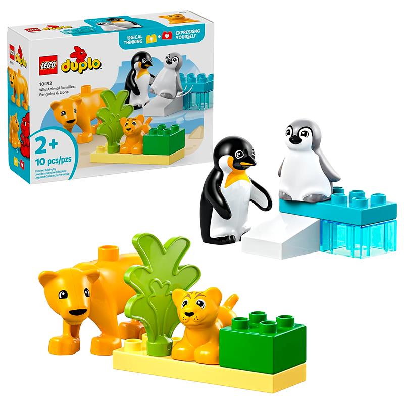 BRINQUEDO LEGO DUPLO FAMILIAS DE ANIMAIS SELVAGENS PINGUINS E LEOES 10442 10PCS