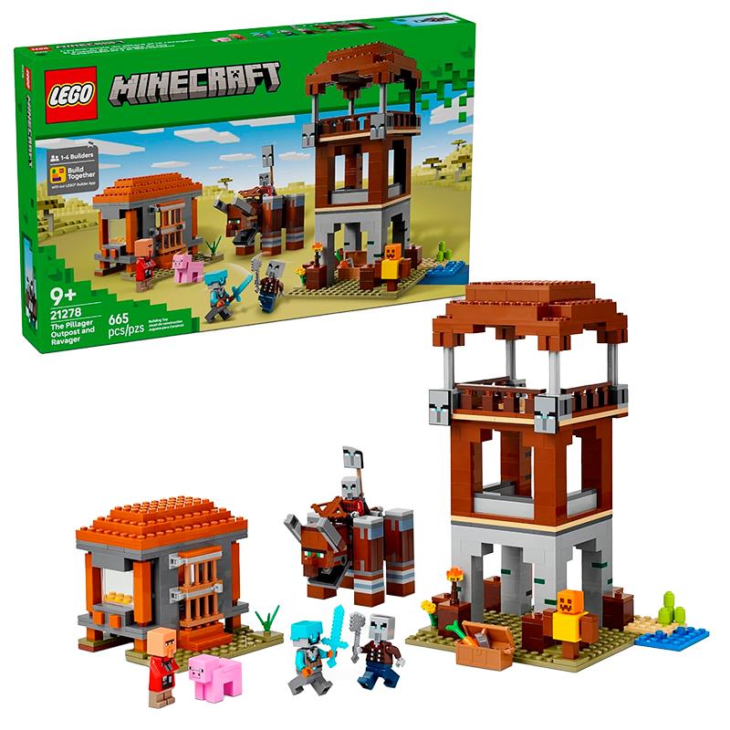 BRINQUEDO LEGO MINECRAFT POSTO AVANCADO DOS SAQUEADORES E RAVAGER 21278 665PCS