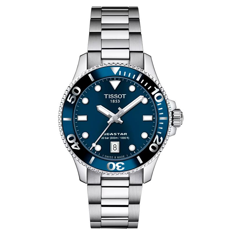 RELOGIO TISSOT MODELO T1202101104100 SEASTAR PRATA/AZUL