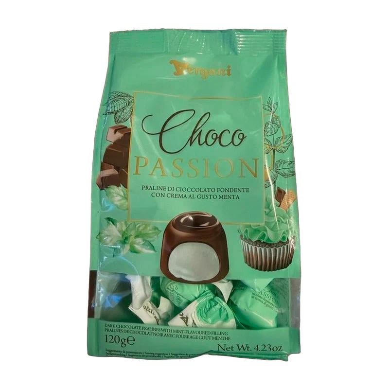 BOMBOM VERGANI CHOCOLATE PRETO DE CREME DE MENTA 120G