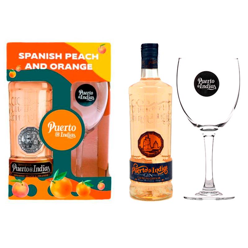 GIN PUERTO DE INDIAS PEACH ORANGE + TACA 700ML 37.5%