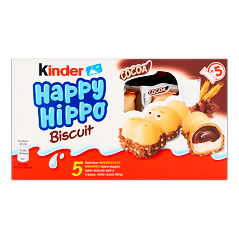 BISCOITO FERRERO KINDER HAPPY HIPPO COM RECHEIO DE LEITE E AVELAS 103.5G
