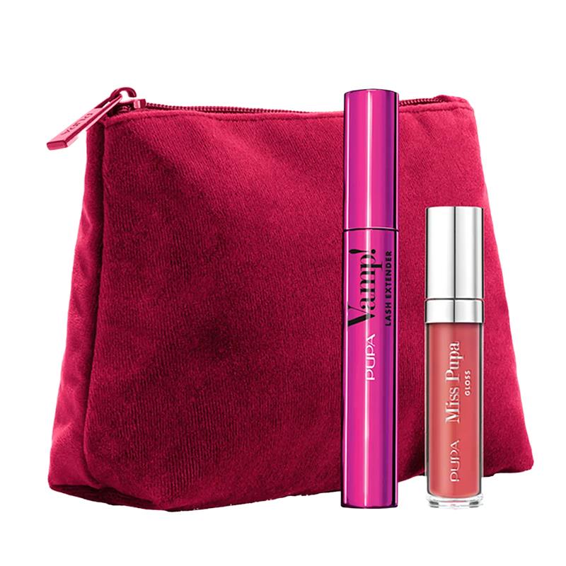 KIT REMOVEDOR DE MAQUIAGEM PUPA MILANO VAMP LASH EXTENDER 14M+ MISS PUPA GLOSS 5ML