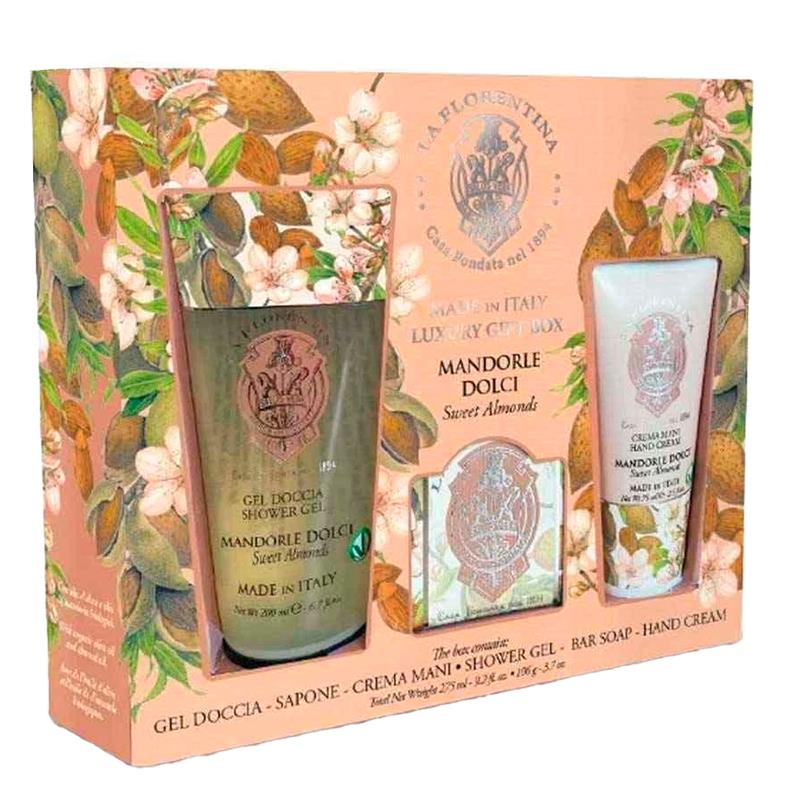 KIT LA FLORENTINA MANDORLE DOLCI GEL DE BANHO 200ML CREME PARA MAOS 75ML E SABONETE 106G