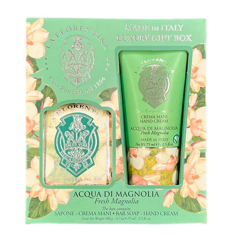 KIT LA FLORENTINA SABONETE ACQUA DI MAGNOLIA 106G E CREME PARA MAOS 75ML