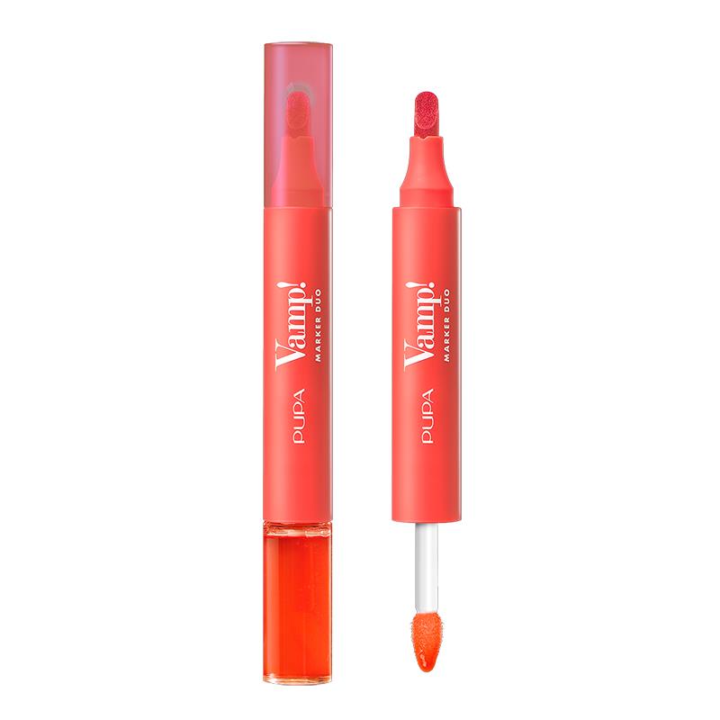 CANETA TINTA LABIAL E GLOSS PUPA MILANO 2 EM 1 VAMP MARKER DUO RED POTION 007 4ML