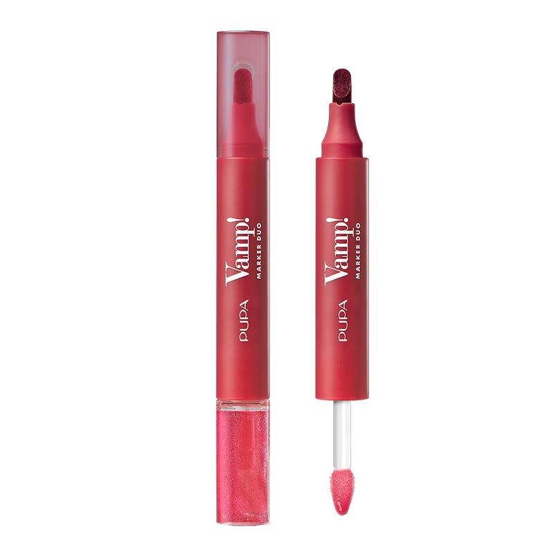 CANETA TINTA LABIAL E GLOSS PUPA MILANO 2 EM 1 VAMP MARKER DUO CHERRY GRANITA 005 4ML
