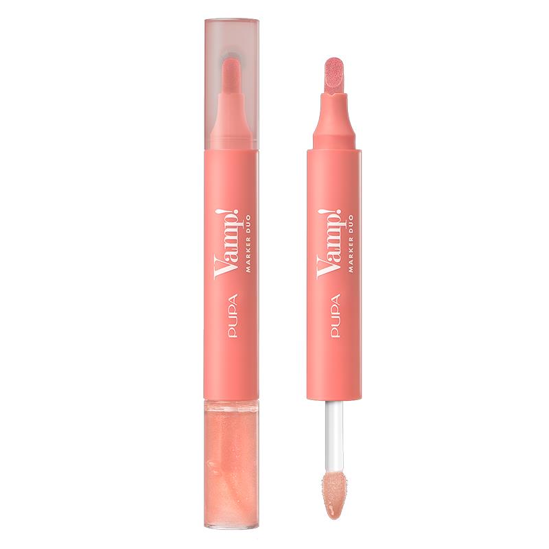 CANETA TINTA LABIAL E GLOSS PUPA MILANO 2 EM 1 VAMP MARKER DUO FROZEN NOSE 002 4ML