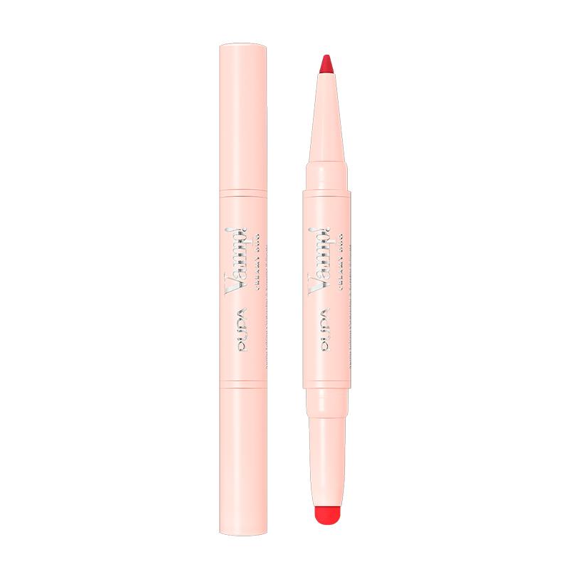 BATOM E LAPIS LABIAL PUPA MILANO 2 EM 1 VAMP CREAMY DUO TRUE RED 010 1.0G