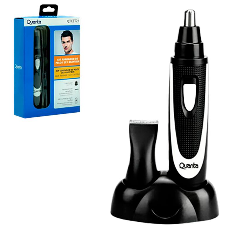 KIT APARADOR DE PELOS QUANTA 2 EM 1 QTCET21 PRETO