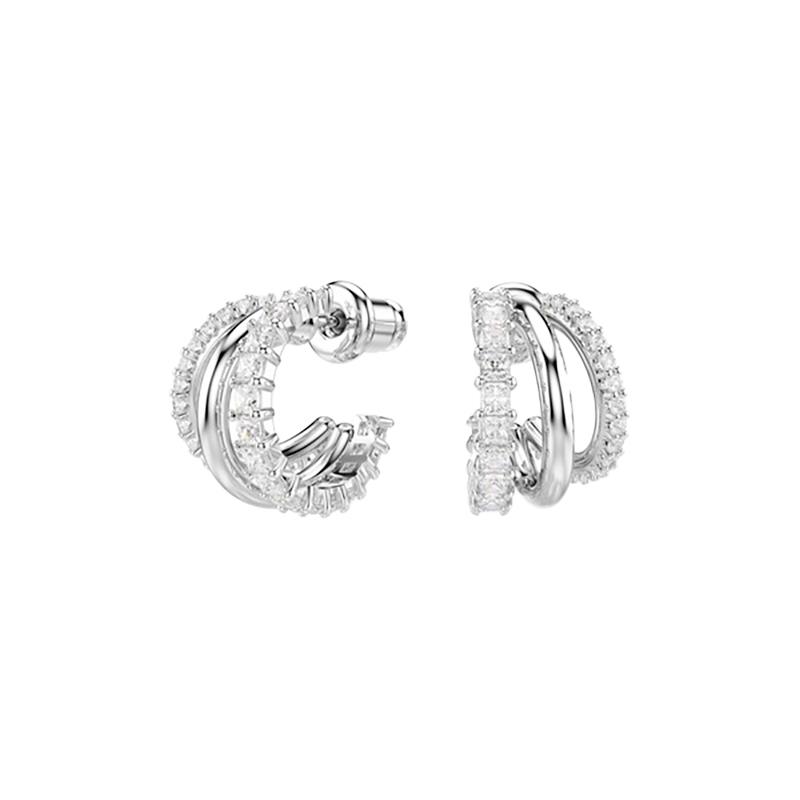 BRINCOS DE ARGOLA SWAROVSKI MINI HYPERBOLA CRISTAIS 5747544 SILVER