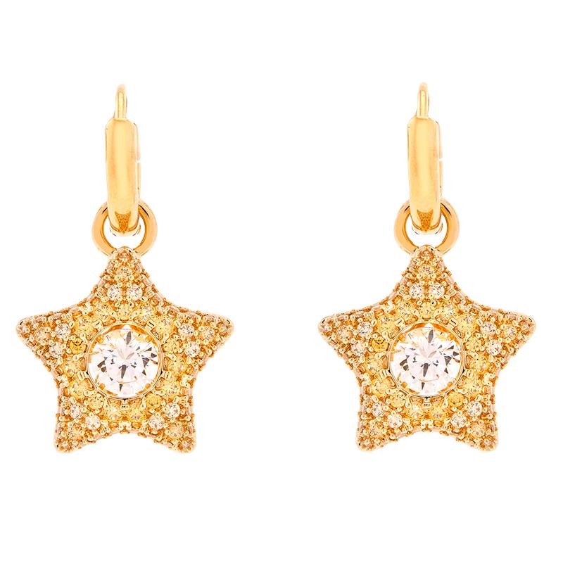 BRINCOS SWAROVSKI ESTRELA SUBLIMA DROP EARRINGS STAR 5762653 GOLD
