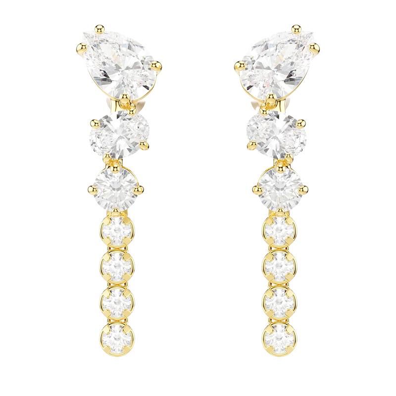 BRINCOS SWAROVSKI MESMERA PE DROP MESCLADA 5762696 GOLD/WHITE