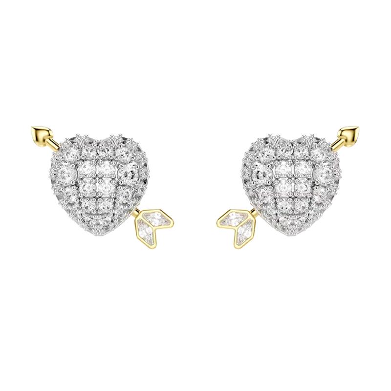 BRINCOS SWAROVSKI CORACAO COM FLECHA IDYLLIA PE STUDS WHI/MIX 5747827 SILVER/GOLD