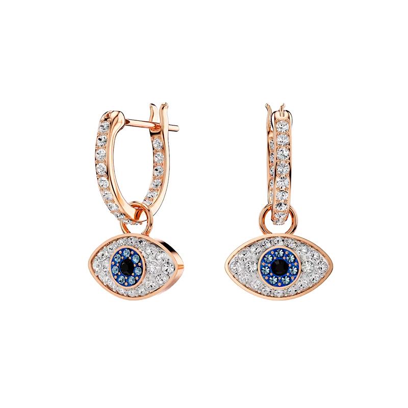 BRINCOS SWAROVSKI SYMBOLICA CRISTAIS PAVE OLHO GREGO 5747548 ROSE GOLD TONE