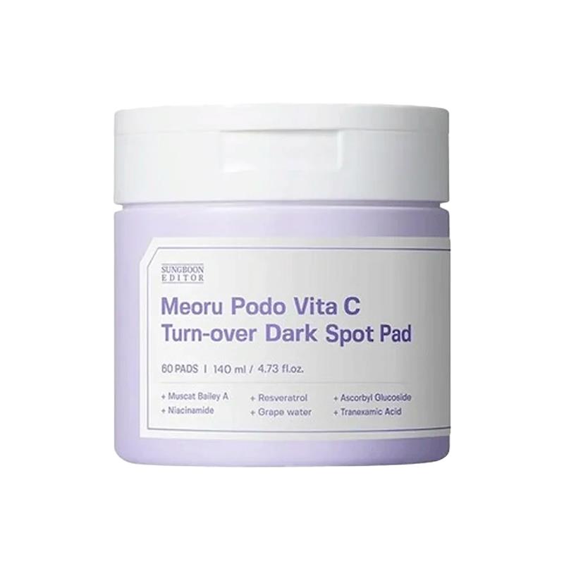 DISCOS FACIAIS SUNGBOON EDITOR ESFOLIANTE E CLAREADOR COM VITAMINA C E UVAS 140ML 60UN