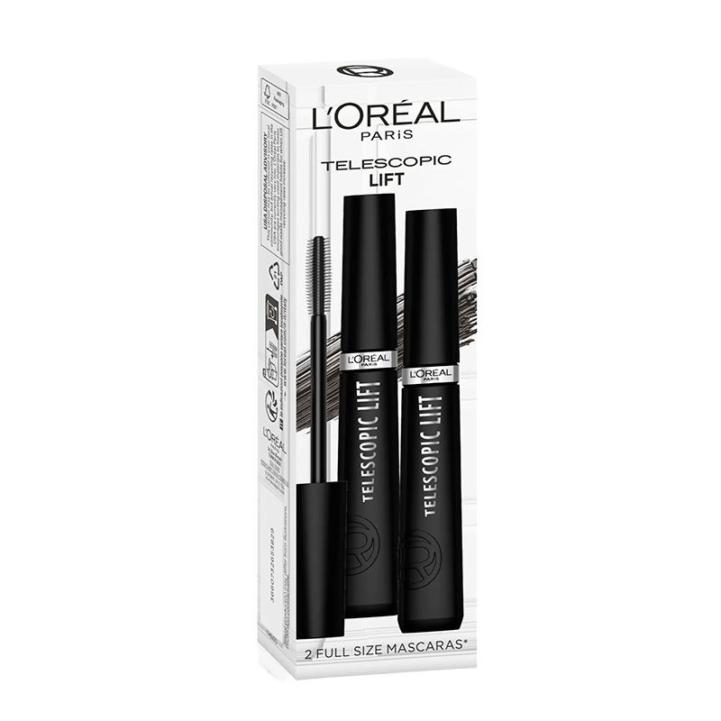 KIT LOREAL PARIS DE MASCARA PARA CILIOS TELESCOPIC LIFT DUO 8 ML/9.9ML PRETO
