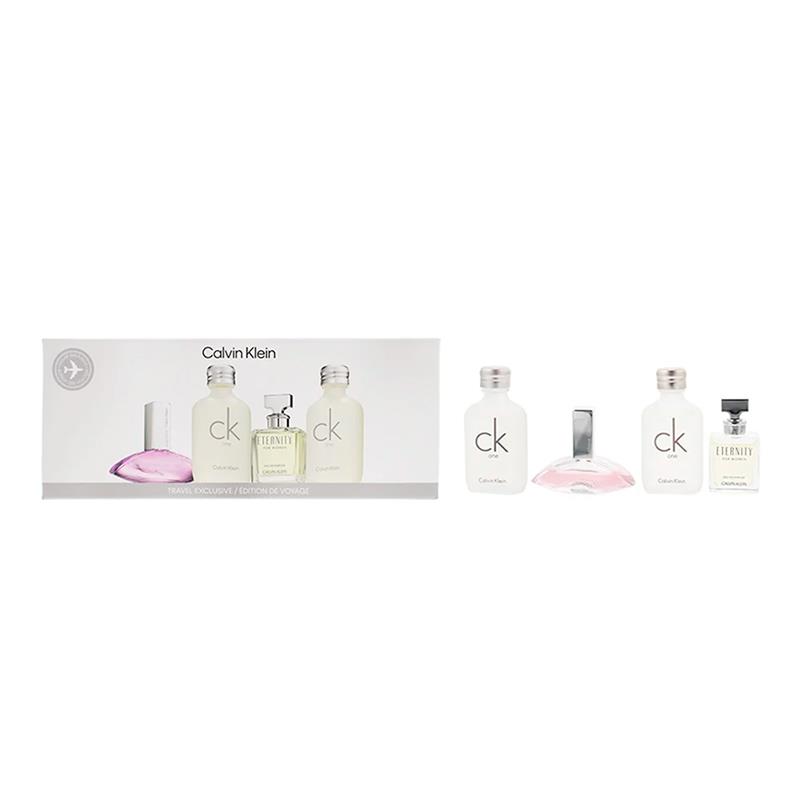 KIT DE MINI PERFUMES CALVIN KLEIN (CK ONE EDT 10ML + CK ONE ESSENCE 5ML +ETERNITY W EDP 10ML + EPW EDP 5ML)