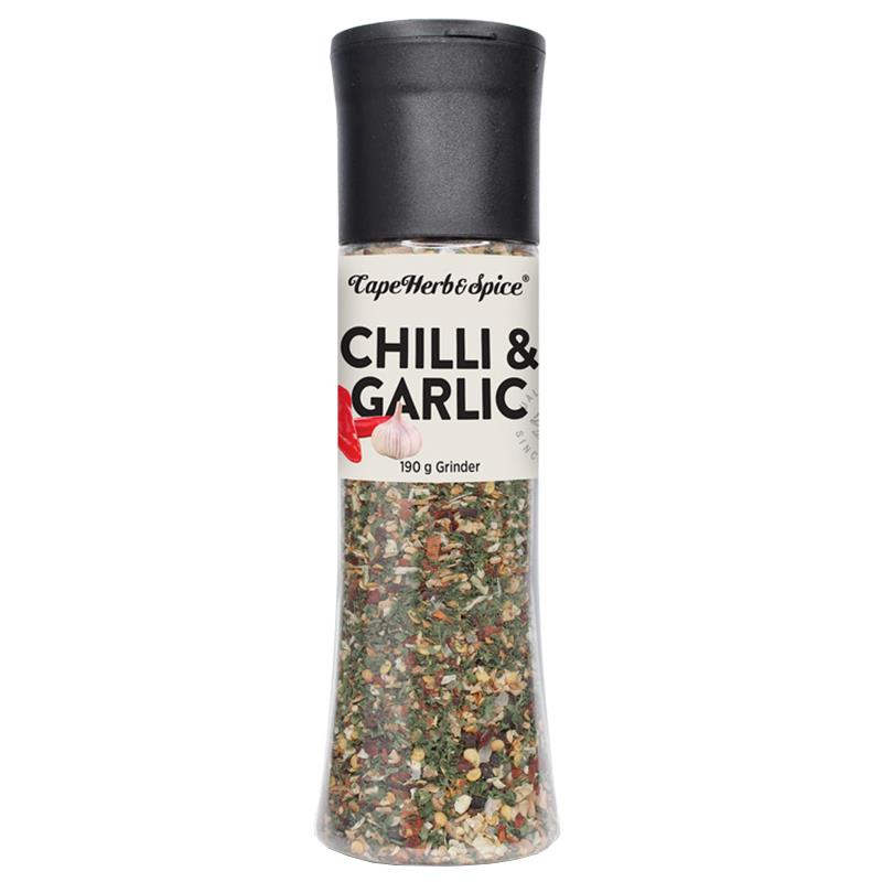 MOEDOR MIX DE ESPECIARIAS CAPE HERB & SPICE CHILLI & GARLIC 190G