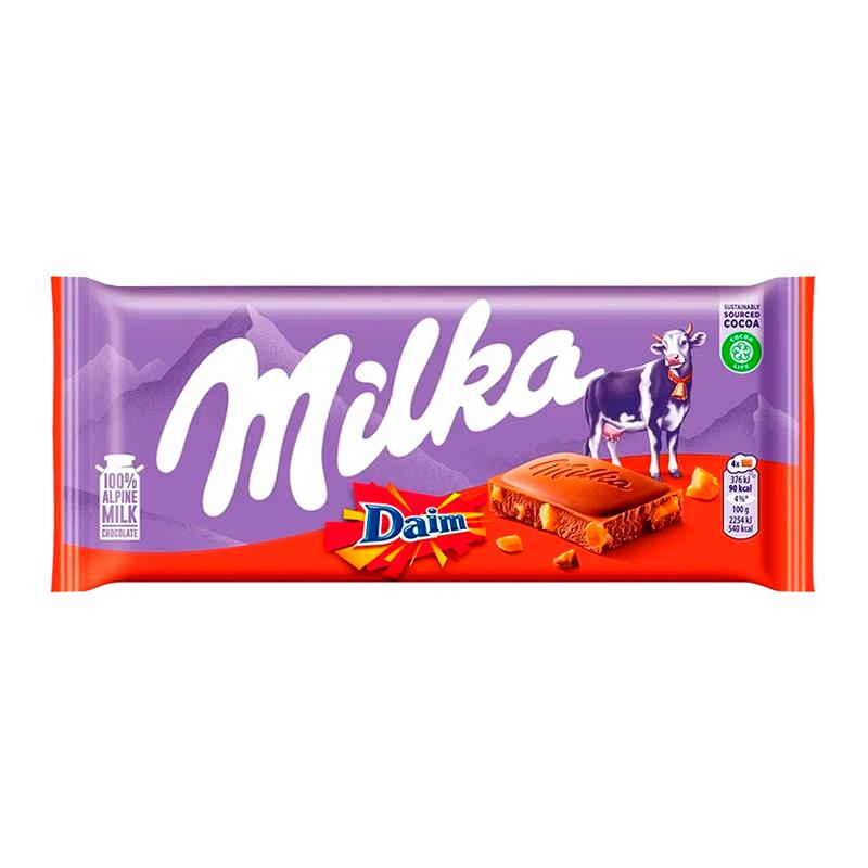 BARRA DE CHOCOLATE AO LEITE MILKA DAIM 90G