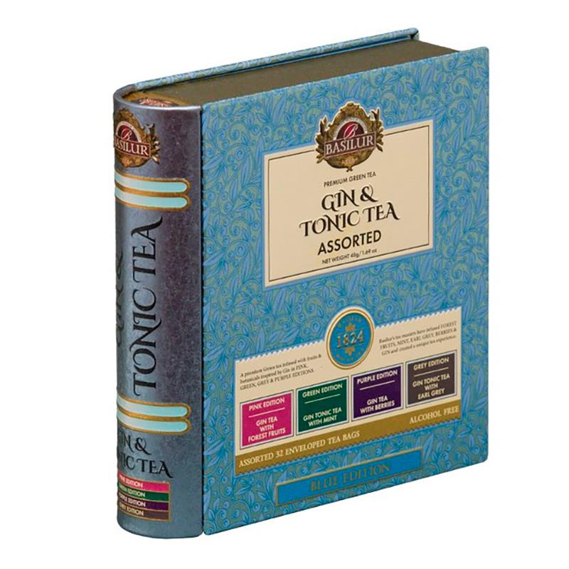 LATA DE CHA VERDE BASILUR GIN TONIC BLUE 48G 32UN
