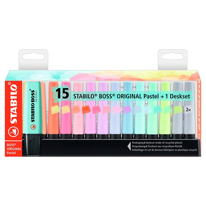 MARCADORES FLUORESCENTES STABILO BOSS ORIGINAL PASTEL MAR7015025 15UN