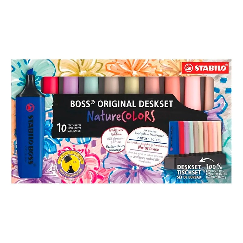MARCADORES FLUORESCENTES STABILO BOSS ORIGINAL NATURE COLORS MAR701035 10UN
