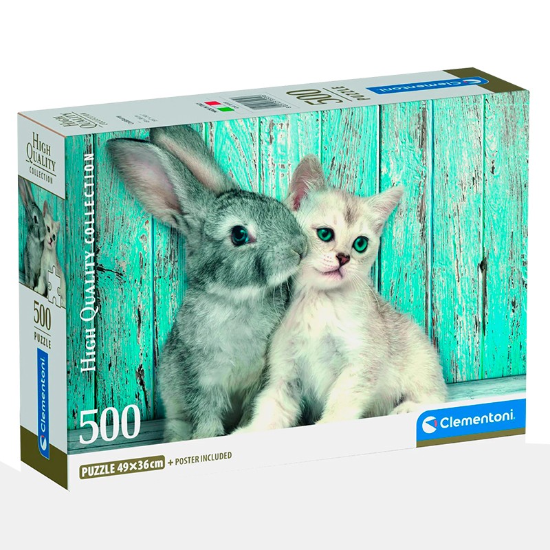 QUEBRA-CABECA CLEMENTONI TEMA GATO E COELHO CAIXA COMPACTA C35539 500PCS