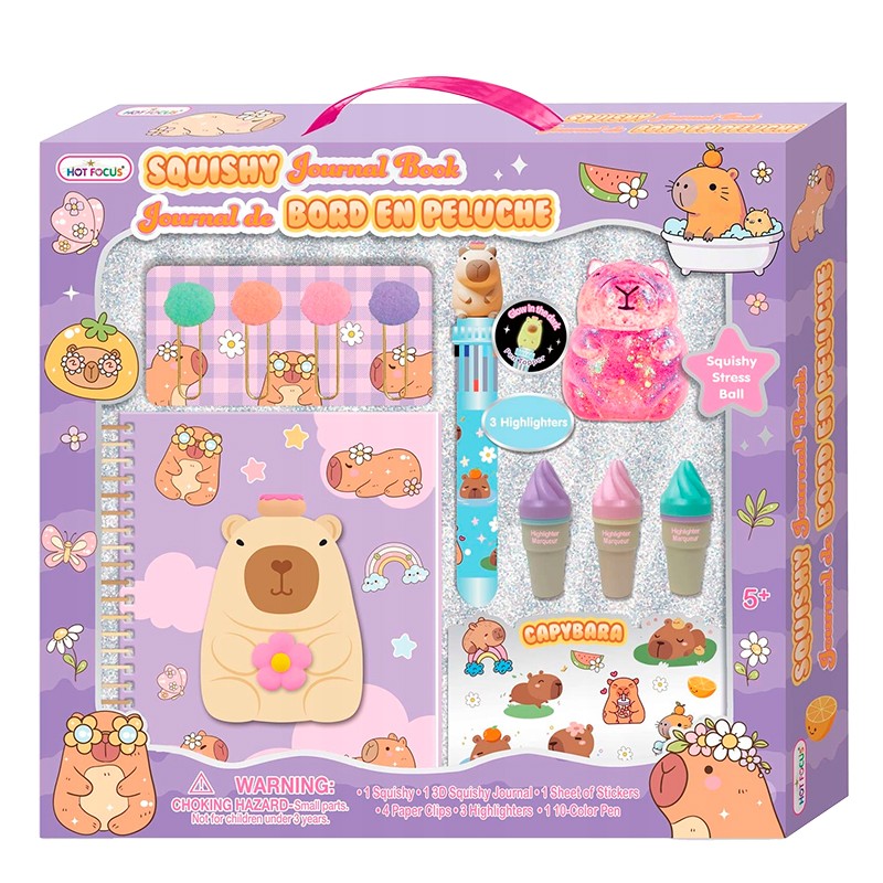 BRINQUEDO HOT FOCUS DIARIO COM CAPA DE CAPIVARA SQUISHY 253CP