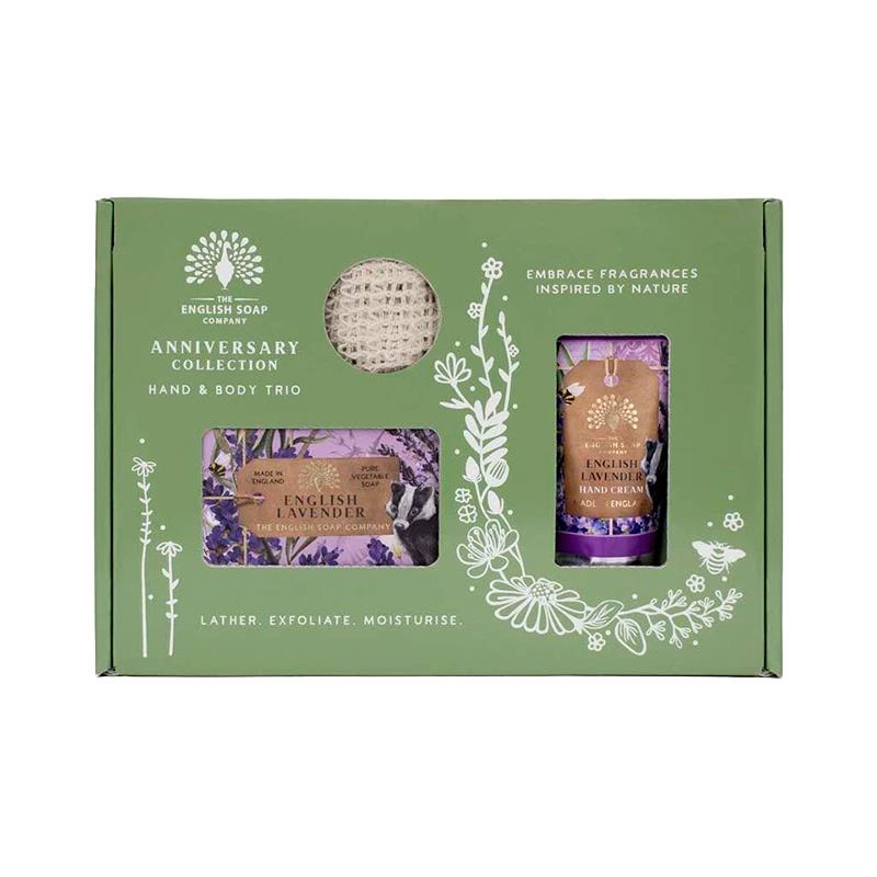 KIT THE ENGLISH SOAP COMPANY CREME DE MAOS 75ML SABONETE EM BARRA 190G SACO DE SISAL ENGLISH LAVENDER