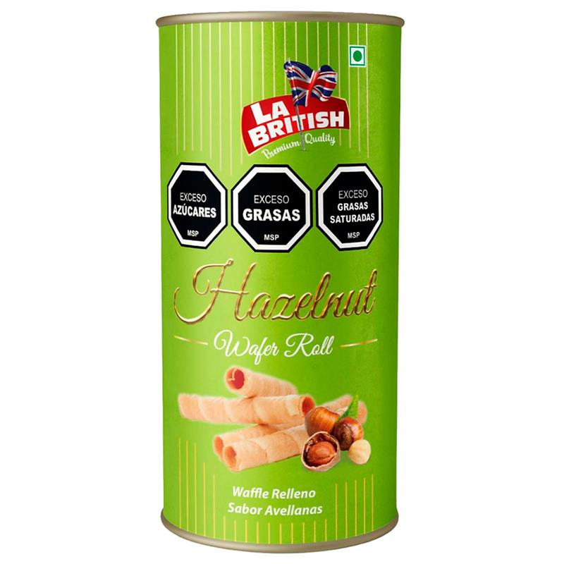 BISCOITO LA BRITISH WAFER ROLLS AVELA EM LATA 200G
