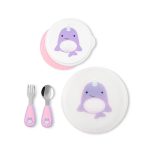 KIT DE ALIMENTACAO INFANTIL SKIP HOP PRATO E UTENSILIOS NARVAL MENINA BEBE