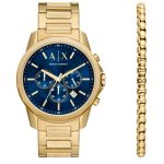 KIT RELOGIO ANALOGICO MASCULINO ARMANI EXCHANGE AX7151SET DOURADO