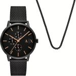 KIT RELOGIO ANALOGICO MASCULINO ARMANI EXCHANGE AX7162SET PRETO