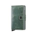 MINI CARTEIRA SECRID UNISSEX DE COURO VINTAGE SAGE 10 CARTOES E 8 NOTAS VERDE